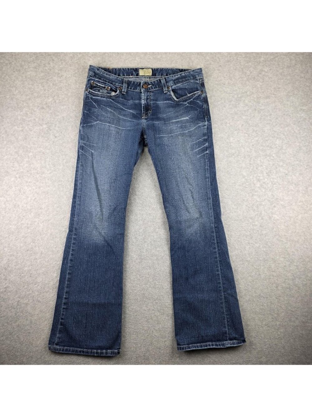 BKE Star 20 Stretch Jeans Womens 32x31.5 Bootcut Blue Low Rise Denim Distressed